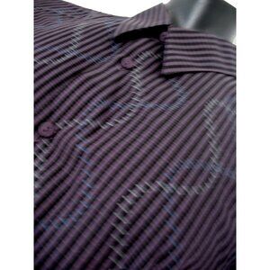 Jhane Barnes Shirt Men's 2XLT Colorful Striped Button Up Casual Woven Purple